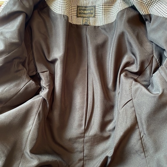 Vintage Louben II Petites Black and White Plaid Blazer Virgin Wool Size 14P - Picture 5 of 8